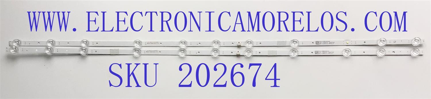KIT DE LEDS PARA TV TCL (2 PZ) / NUMERO DE PARTE 4C-LB4311-PF01J / 01-43D-L11-181204V2 / KW-20BI6644 / PANEL LVU430NDEL / MODELO 43S423